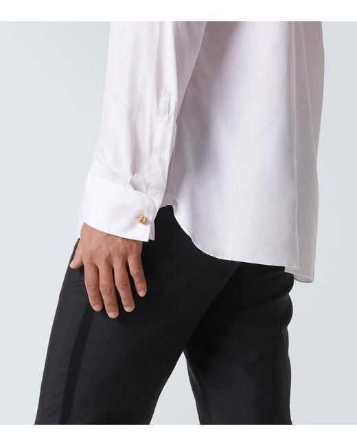 Rubinacci White Pleated Cotton Tuxedo Shirt for men