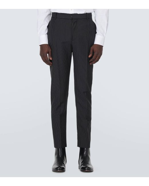 Alexander McQueen Black Pinstripe Wool And Mohair Suit Pants for men