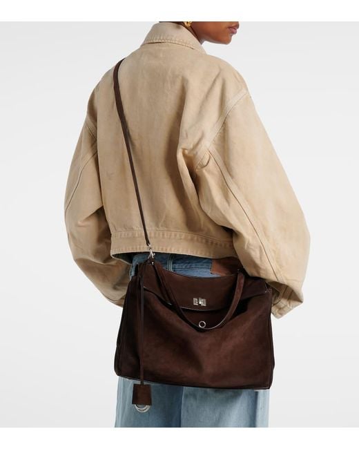 Balenciaga Brown Rodeo Medium Suede Tote Bag