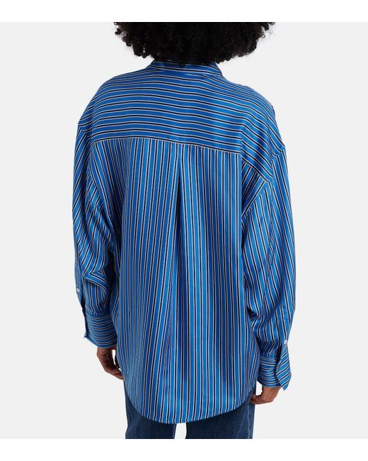 Totême Blue Striped Oversized Silk Shirt
