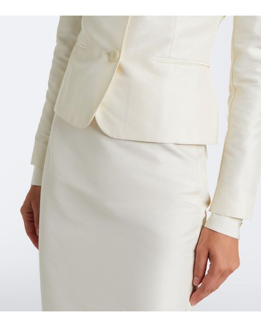 Gucci White Single-Breasted Silk Faille Blazer