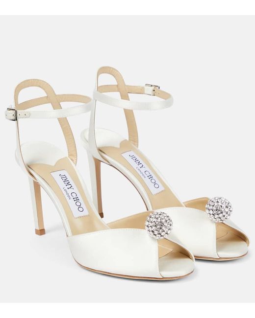 Jimmy Choo Metallic Sacora 85 Embellished Satin Sandals
