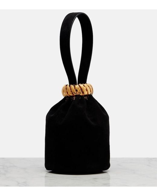 Alaïa Black Motion Mini Embellished Suede Top-Handle Bag