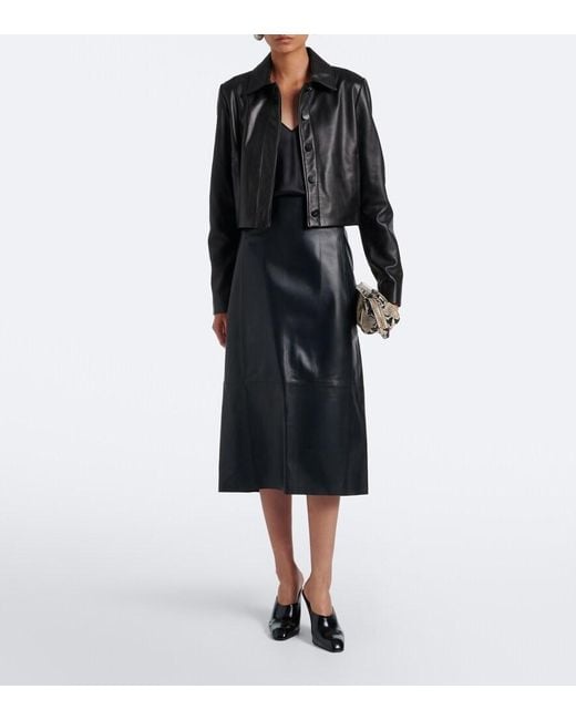 Vince Black Cropped Leather Jacket