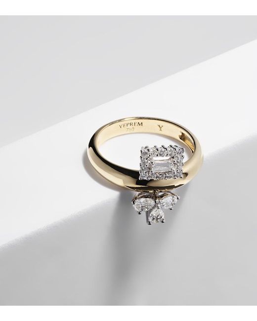 YEPREM White Golden Strada 18Kt Ring With Diamonds