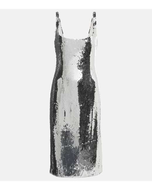 Magda Butrym Gray Sequined Midi Dress
