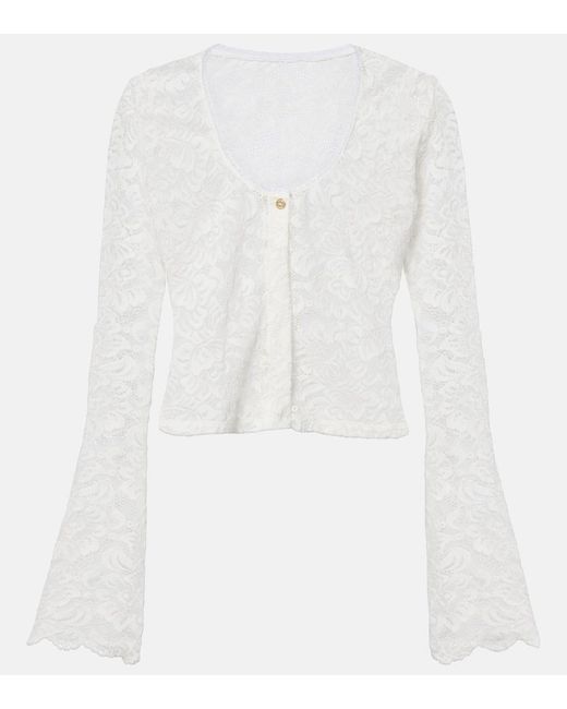 Bananhot White Trista Sheer Lace Cardigan