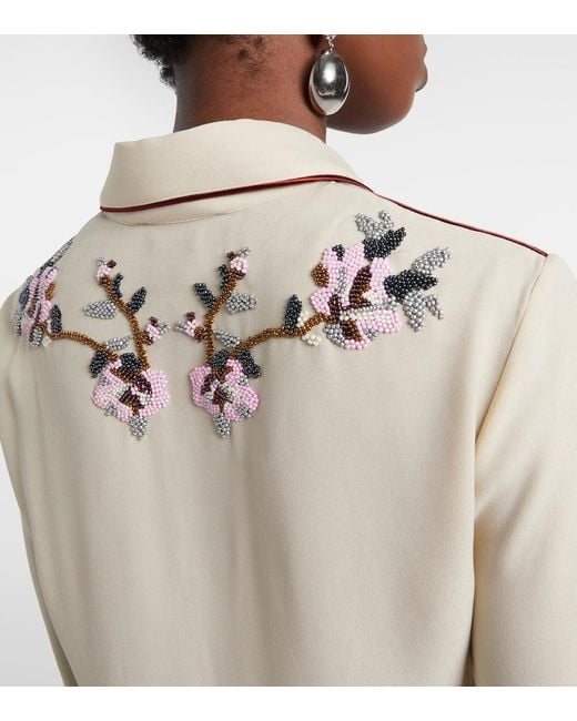 Isabel Marant Natural Yzea Beaded Cady Shirt