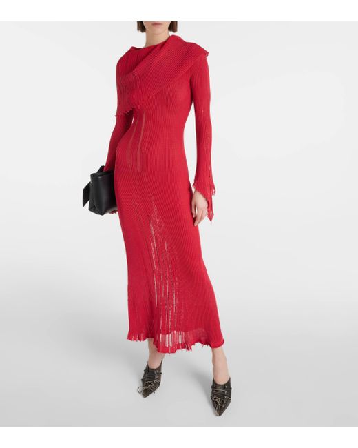 Robe longue en coton melange Acne en coloris Red