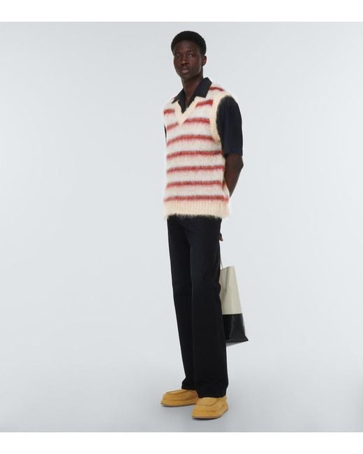 Marni Pink Striped Wool-Blend Sweater Vest for men