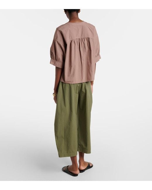 Velvet Green Sophia Cotton Poplin Wide-Leg Pants