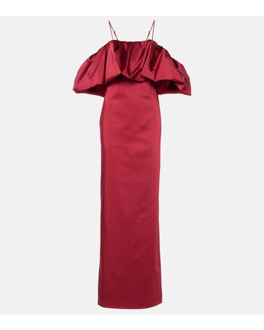 Jonathan Simkhai Red Dorina Ruffled Gown