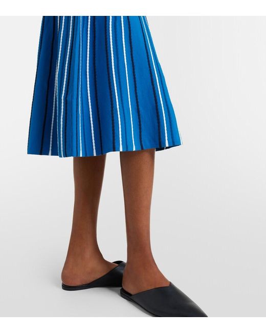 Max Mara Blue Striped Knitted Midi Dress