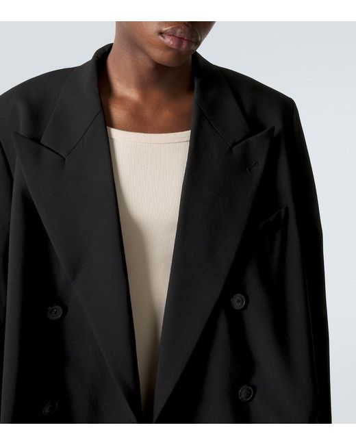Dries Van Noten Black Embellished Double-Breasted Wool Blazer for men