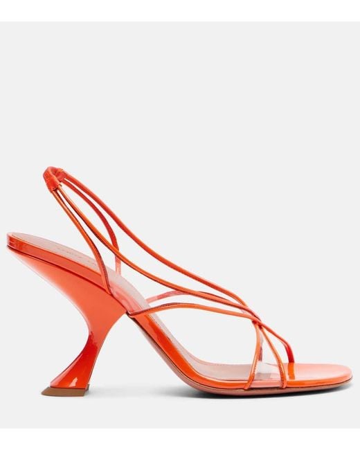 AMINA MUADDI Orange Lena 90 Pvc And Patent Leather Sandals