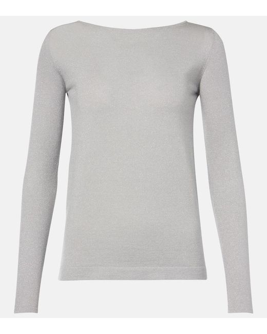 Brunello Cucinelli Gray Sparkling Cashmere And Silk-Blend Sweater