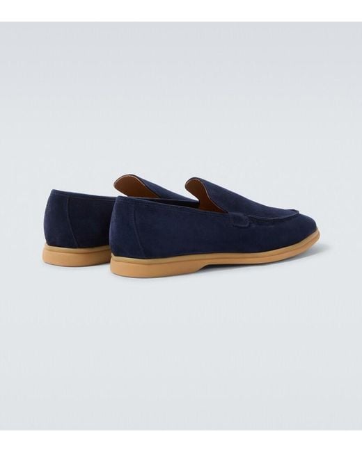 Eleventy Blue Suede Loafers for men