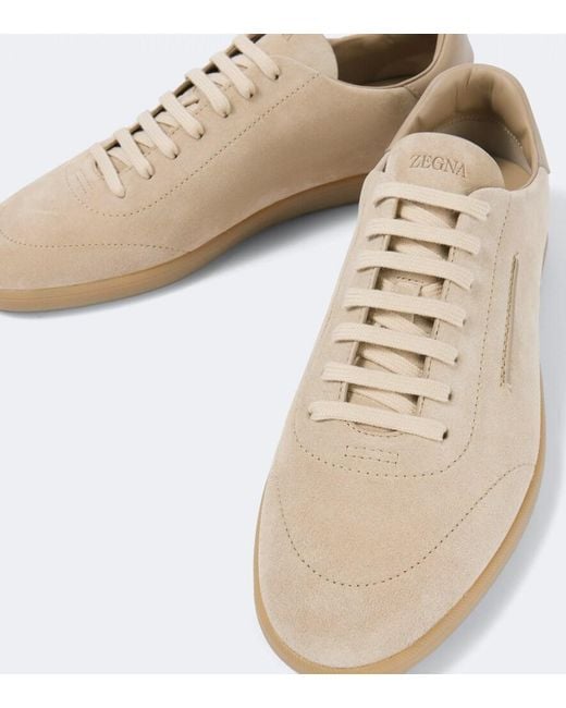 Zegna White 232 Suede Sneakers for men