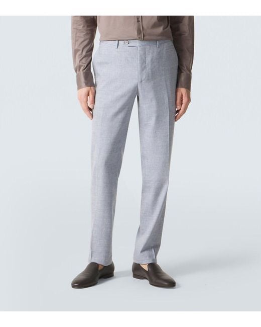 Canali Blue Linen And Wool Suit for men
