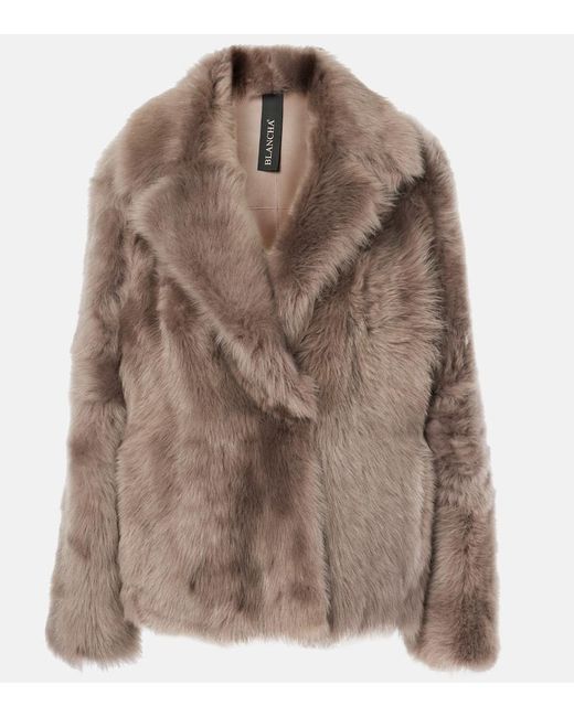 Blancha Brown Jacke aus Shearling mit Leder