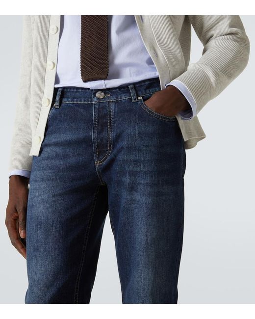 Brunello Cucinelli Blue Traditional Fit Slim-Leg Jeans for men