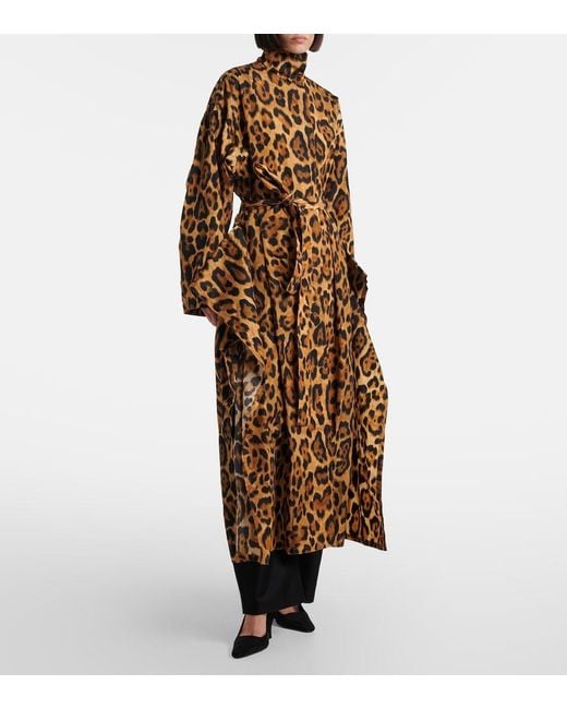Alaïa Brown Animal-Print Taffeta Trench Coat