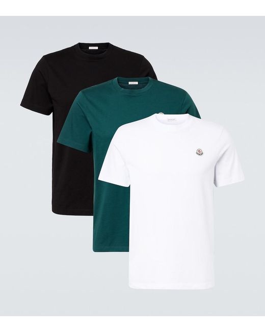 Moncler Green Set Of 3 Cotton Jersey T-Shirts for men