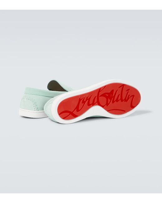 Christian Louboutin Green Varsiboat Logo-Embossed Suede Loafers for men