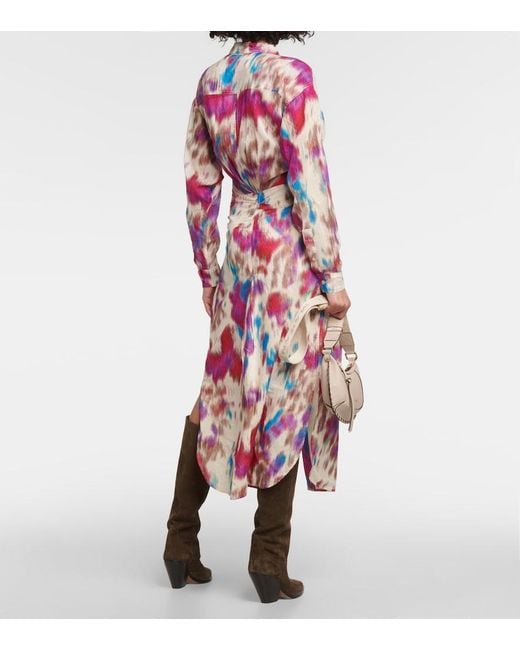 Isabel Marant Red Nesly Printed Cotton Shirt Dress