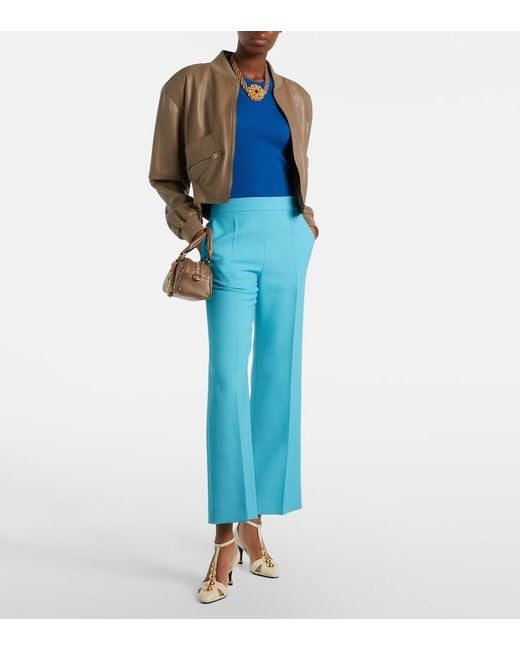 Chloé Natural Cropped Leather Bomber Jacket
