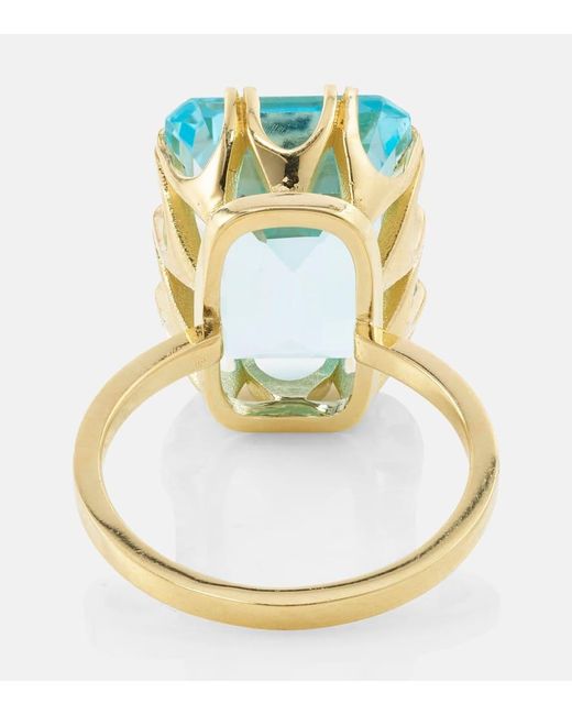 Anello in oro 18kt con topazio e diamanti di Ileana Makri in Blue