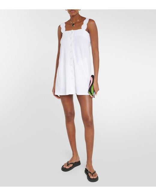 Marysia Swim White Scalloped Cotton Blend Minidress