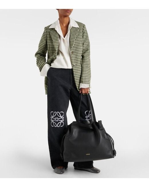 Loewe Black Flamenco Xl Leather Clutch