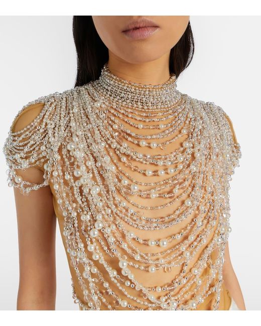 Clio Peppiatt Women's White Zsa Zsa Embellished Gown