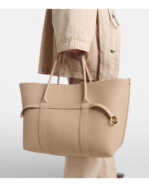 Loro Piana Natural Ghiera Large Leather Tote Bag