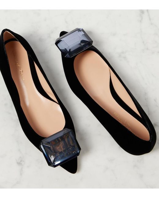Gianvito Rossi Black Jaipur Velvet Ballet Flats