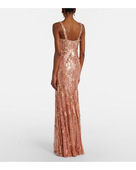Jenny Packham Pink Da Vinci Embellished Bustier Gown