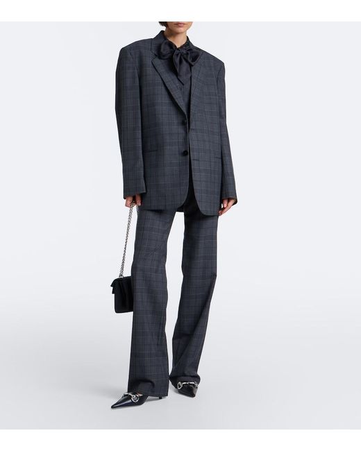 Gucci Black Oversized Checked Wool Blazer