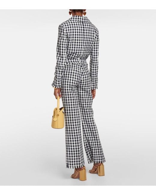 Etro White Gingham Flared Pants