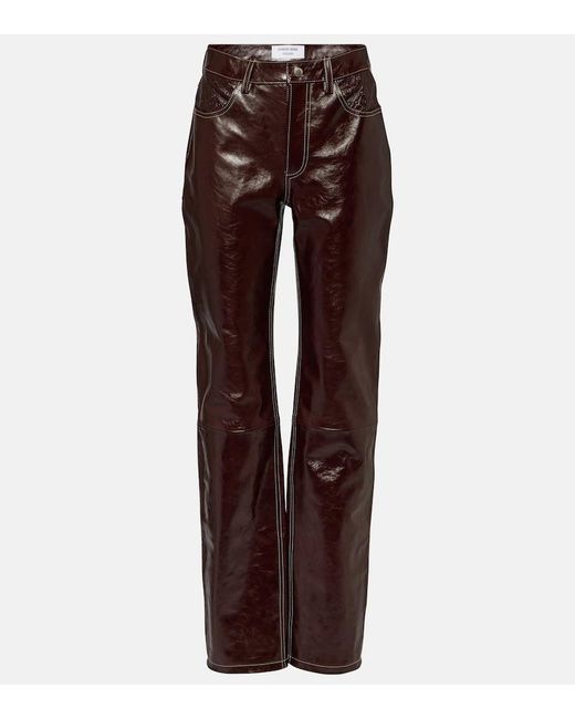 MARINE SERRE Brown High-Rise-Hose Aus Leder