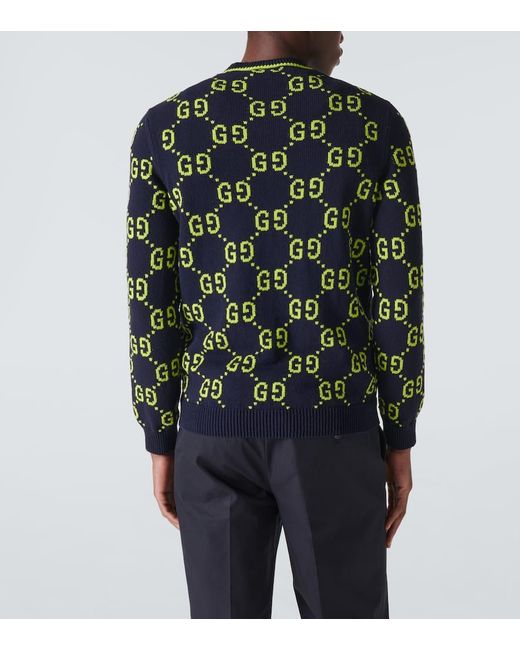 Jersey de mezcla de algodon con GG en jacquard Gucci de hombre de color Green