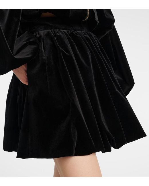 Patou Black Cotton Velvet Miniskirt