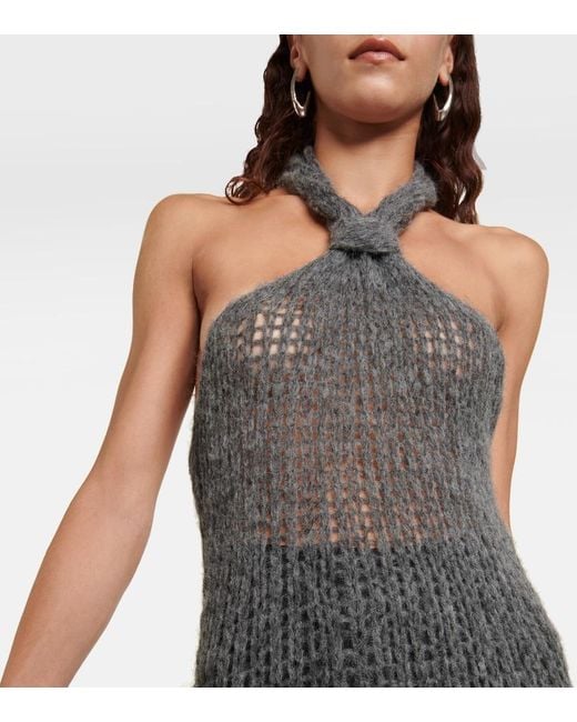 Ann Demeulemeester Gray Halterneck Alpaca-Blend Maxi Dress