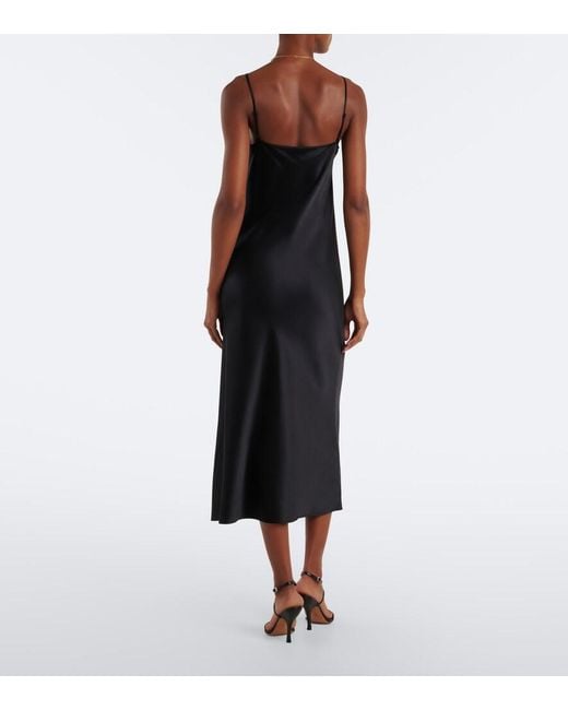 Joseph Black Cloe Silk Satin Midi Dress