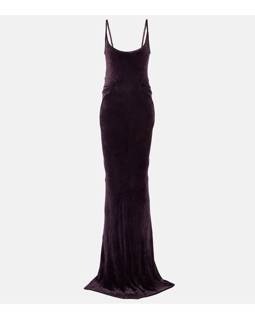 Rick Owens Purple Ruched Velvet Gown