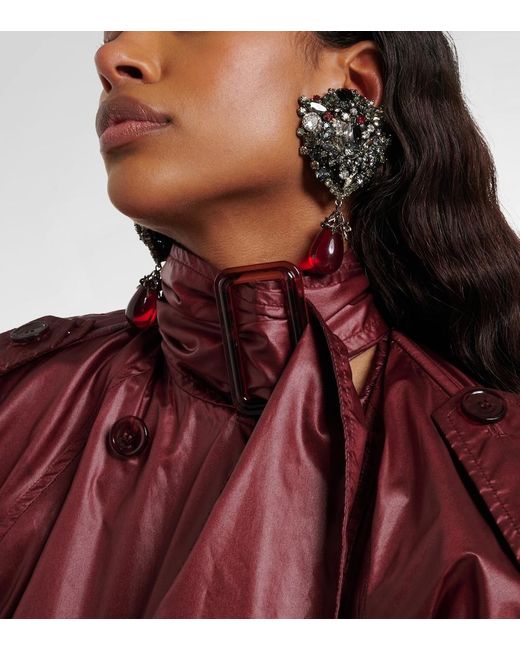 Saint Laurent White Crystal-Embellished Clip-On Earrings