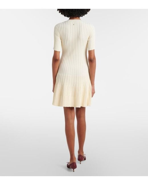 AMI Natural Ribbed-Knit Minidress