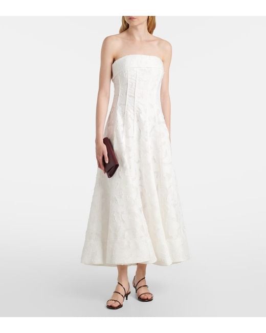 Jonathan Simkhai White Imogen Jacquard Bustier Dress