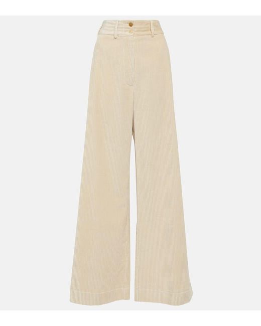 Pantalones anchos en pana de algodon Etro de color Natural