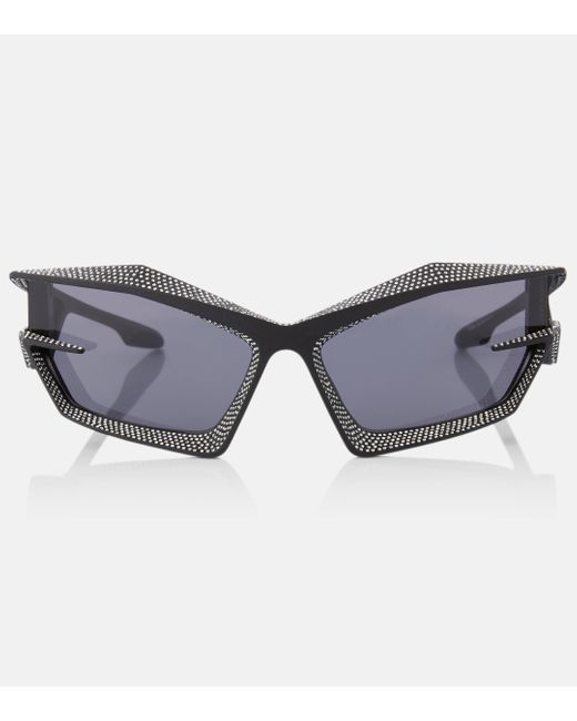 Givenchy Blue Giv Cut Crystal-embellished Shield Sunglasses